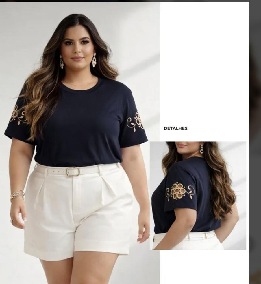 blusa plus size lorena b/manga — foto 1