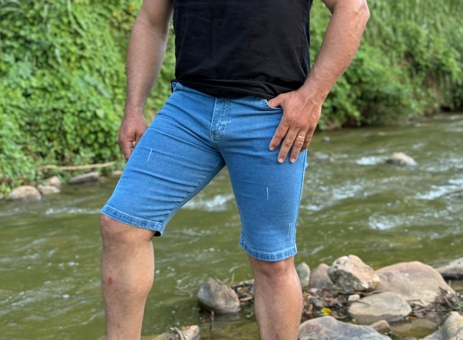 bermuda jeans plus size masculino A/sky palito