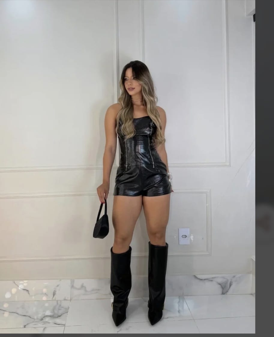 conjunto couro ziper