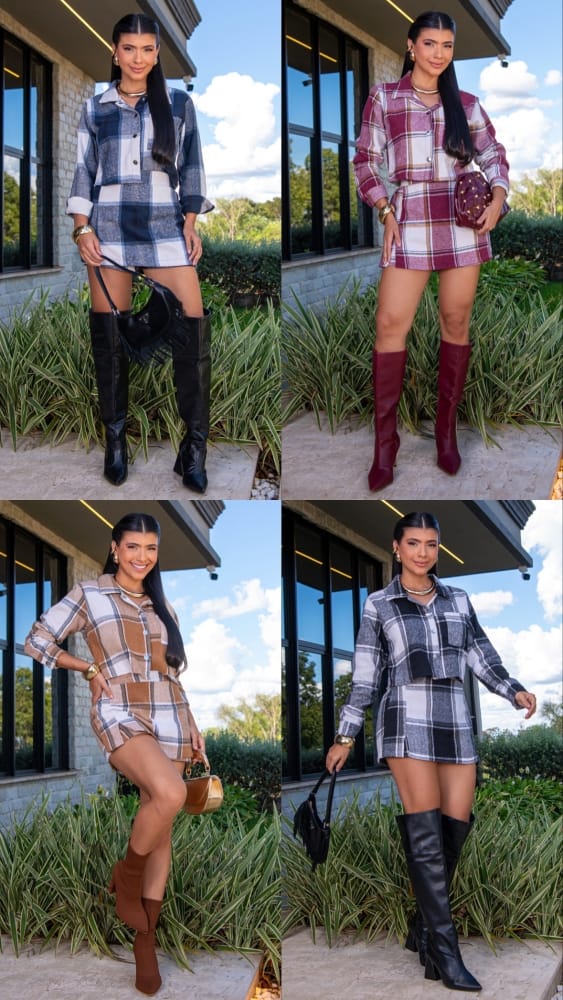 conjunto flanelado xadrez 