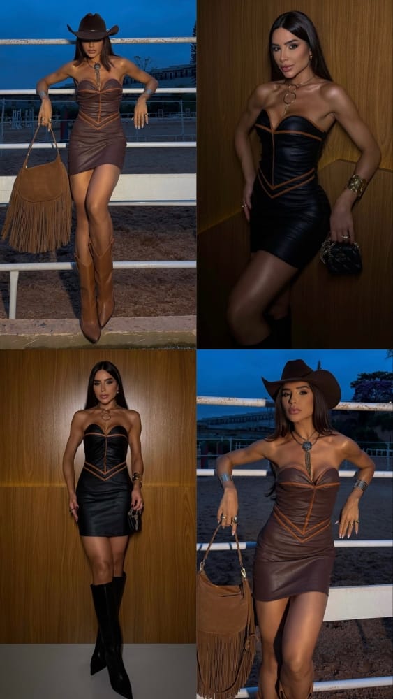 vestido de couro coração
