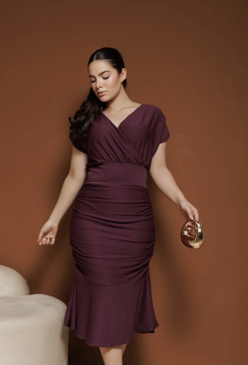 vestido drapeado lysa 